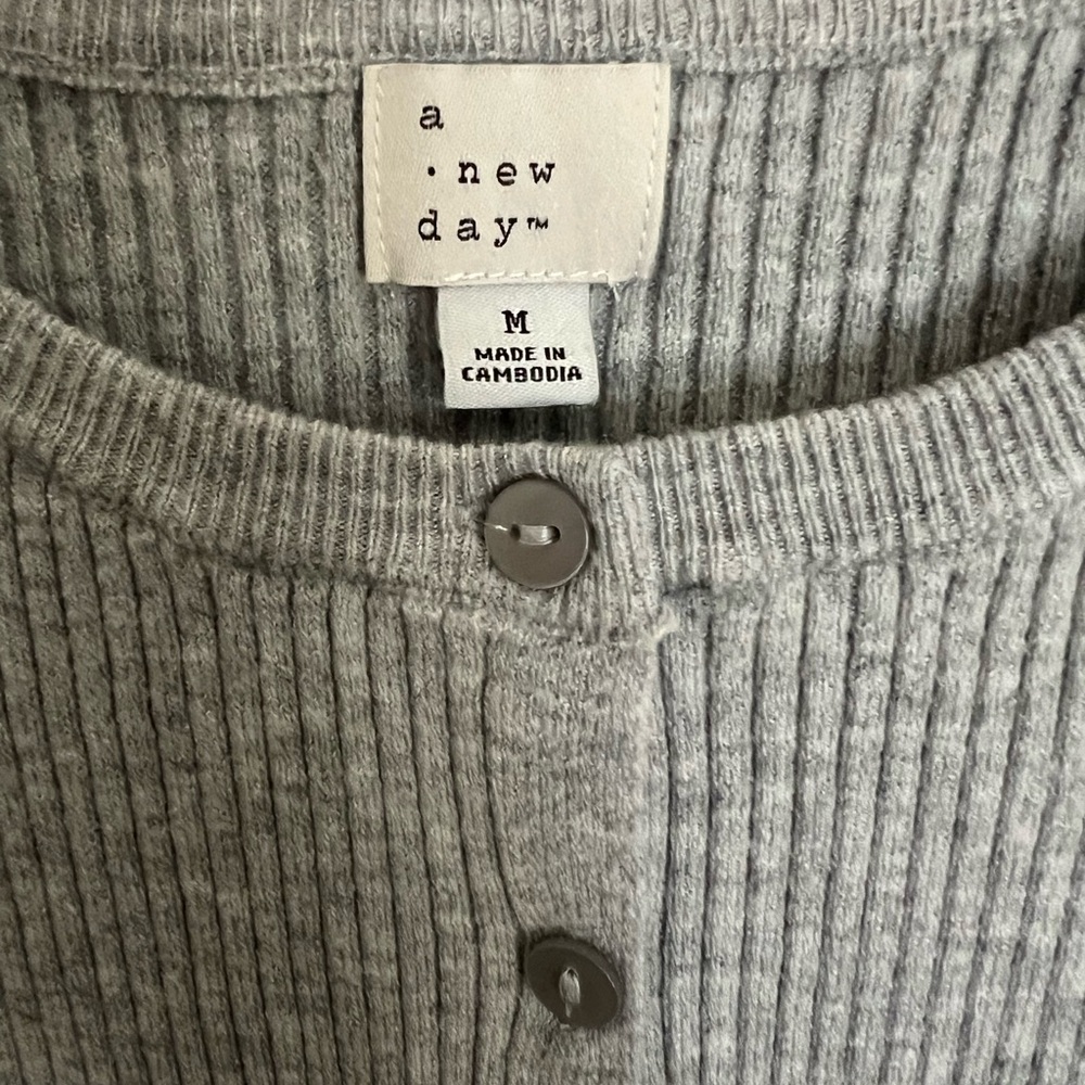 Gray Ribbed Cardigan - Picture 2 of 3